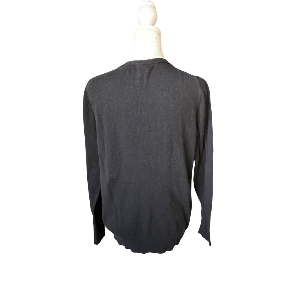 Worthington Womens Black Crew Neck Long Sleeve Cotton Blend Pullover Sweater L - Picture 2 of 4